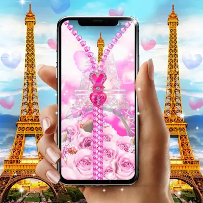 Paris zipper lock screen android App screenshot 4