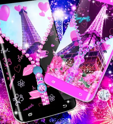 Paris zipper lock screen android App screenshot 7